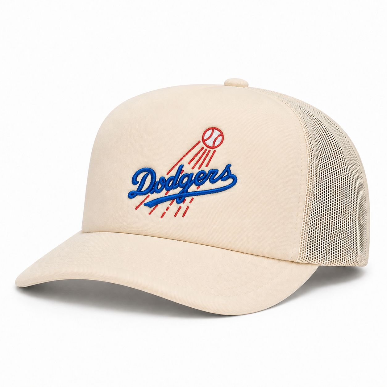 Los Angeles Dodgers Evergreen Creme Mitchell & Ness Pro Pinch Adjustable Trucker Snapback - Product Image