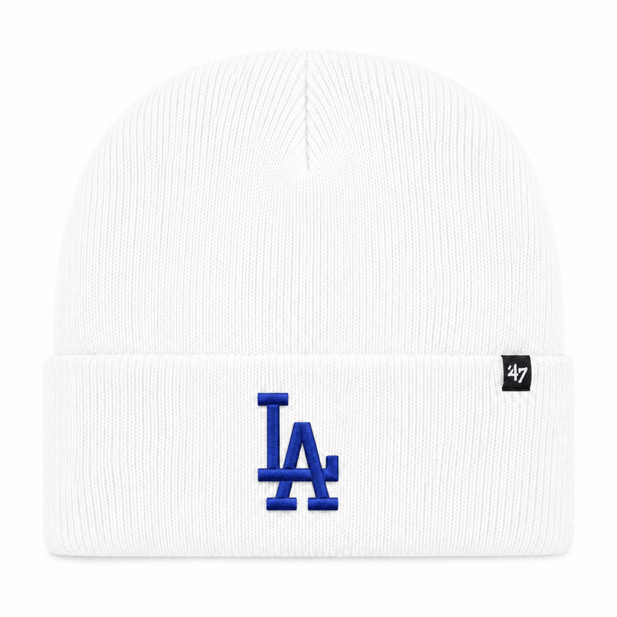 Los Angeles Dodgers '47 Brand Cuff Knit Beanie - White - Product Image