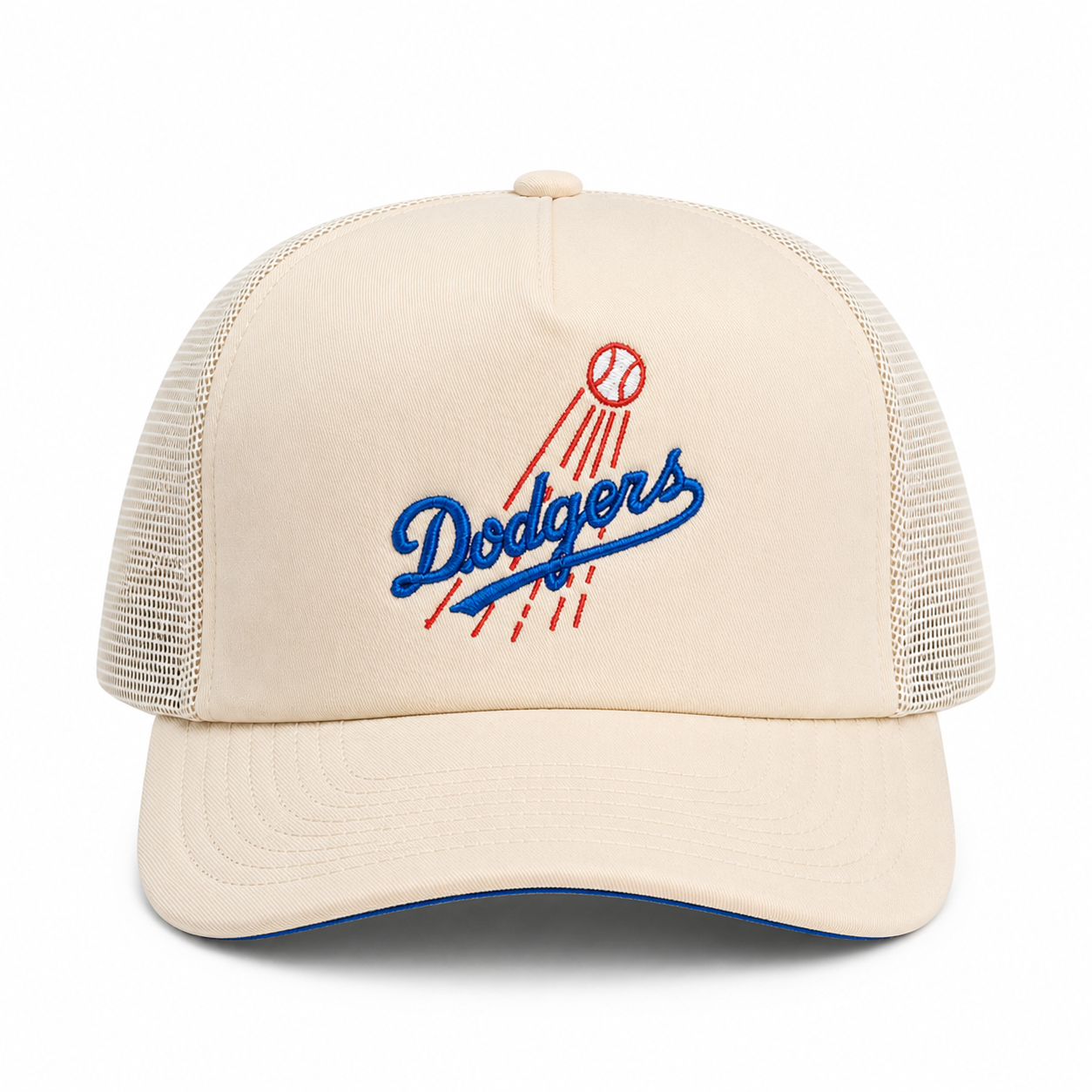 Los Angeles Dodgers Evergreen Creme Mitchell & Ness Pro Pinch Adjustable Trucker Snapback - Product Image
