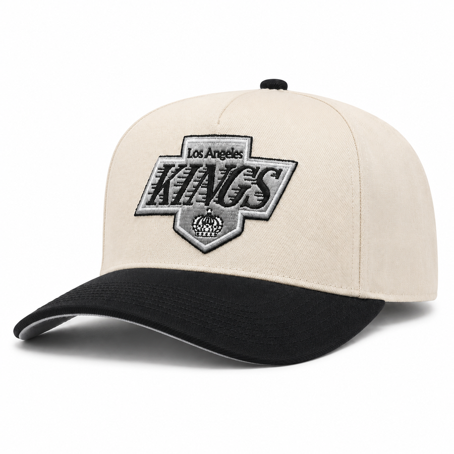 Los Angeles Kings Creme/Black A-Frame Mitchell & Ness Adjustable Pro Pinch Snapback - Product Image