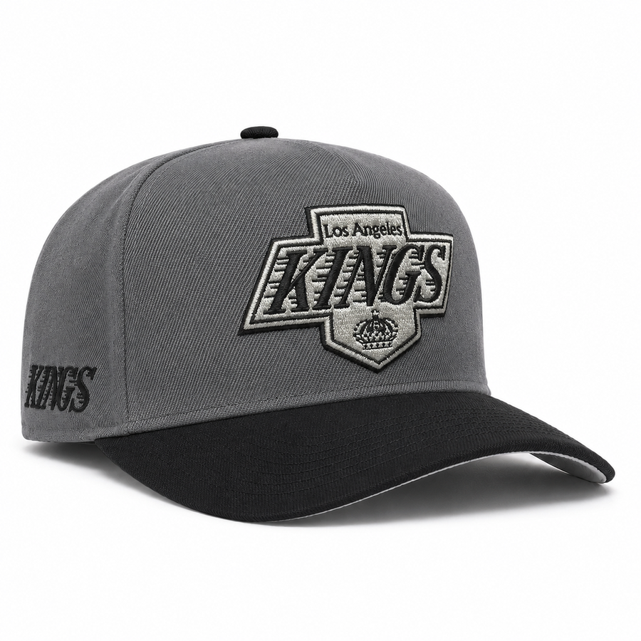 Los Angeles Kings Grey/Black A-Frame Mitchell & Ness Adjustable Pro Pinch Snapback - Product Image