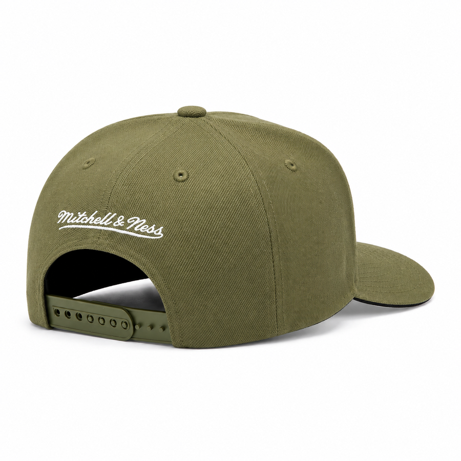Anaheim Ducks Creme/Olive A-Frame Mitchell & Ness Adjustable Pro Pinch Snapback - Product Image