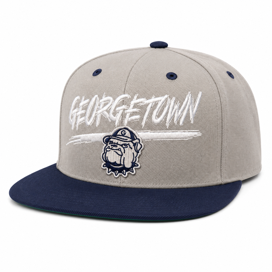 Georgetown Hoyas Gray/Navy Mitchell & Ness OG Adjustable Snapback Hat - Product Image