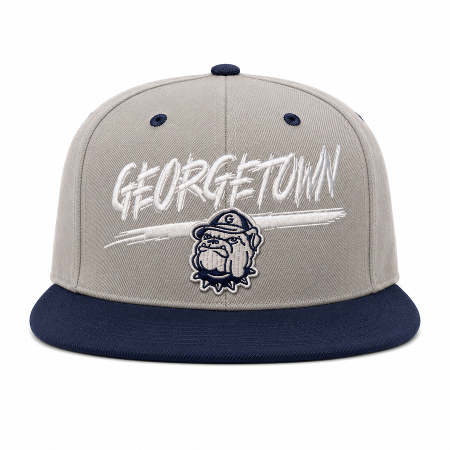 Georgetown Hoyas Gray/Navy Mitchell & Ness OG Adjustable Snapback Hat - Product Image