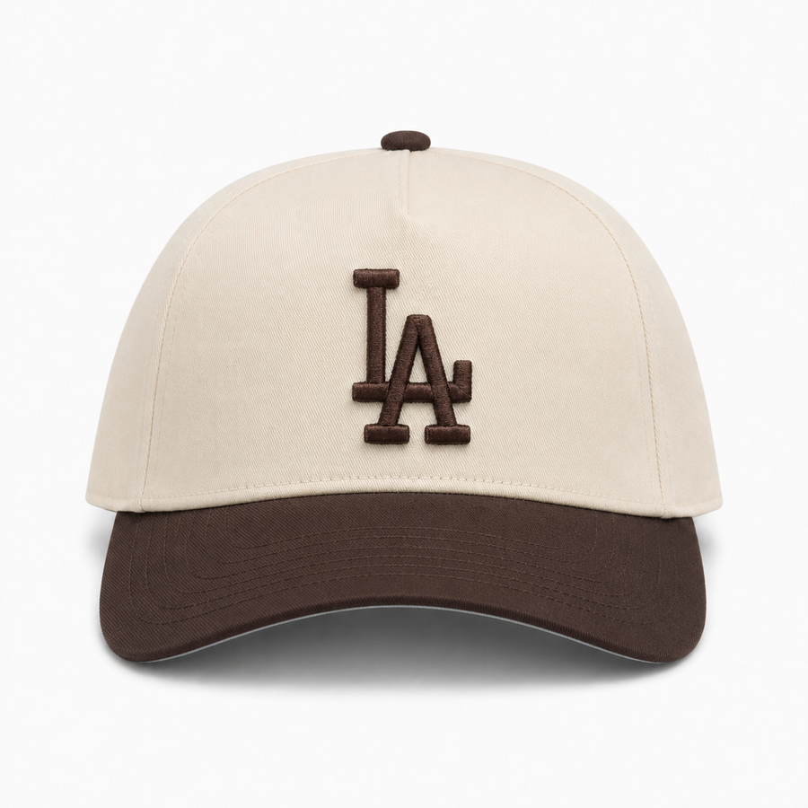 Los Angeles Dodgers Creme/Mocha A-Frame Mitchell & Ness Adjustable Pro Pinch Snapback - Product Image