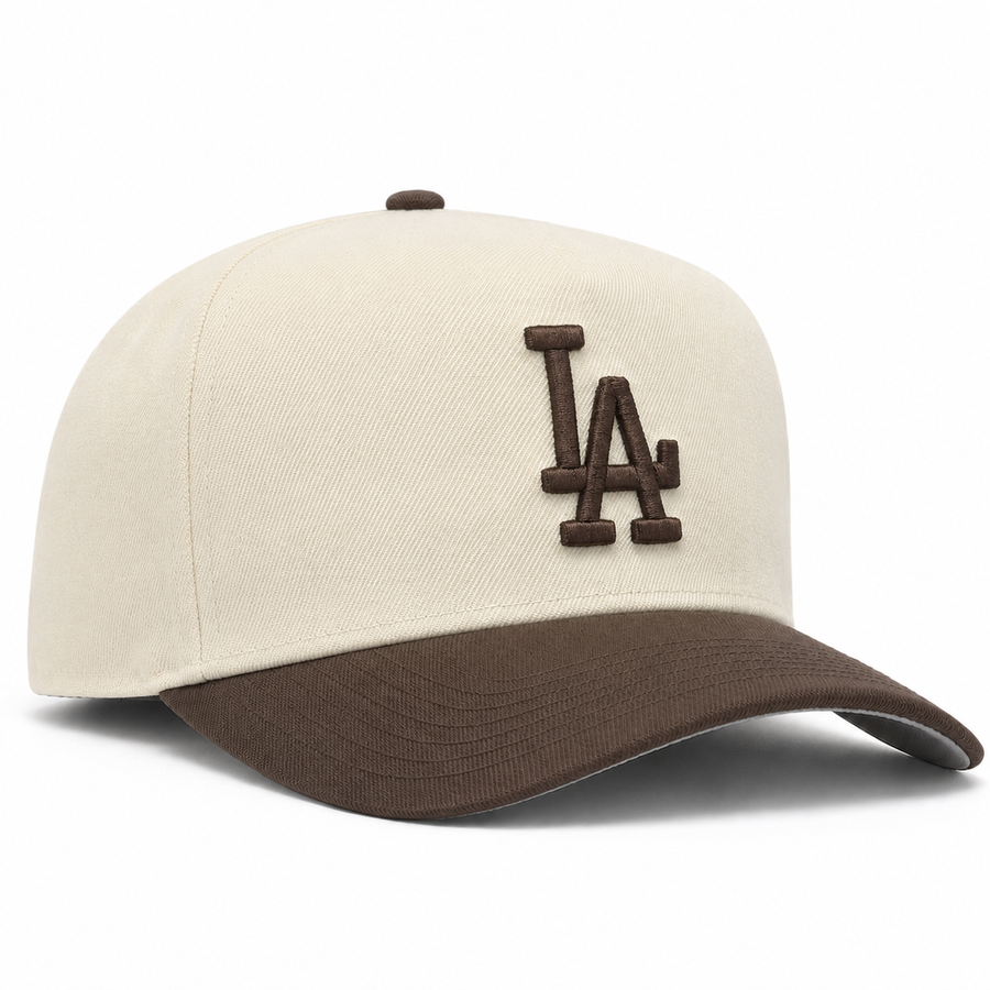 Los Angeles Dodgers Creme/Mocha A-Frame Mitchell & Ness Adjustable Pro Pinch Snapback - Product Image