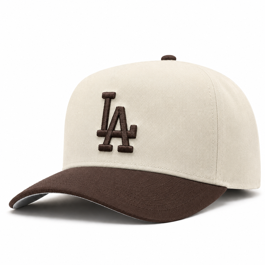 Los Angeles Dodgers Creme/Mocha A-Frame Mitchell & Ness Adjustable Pro Pinch Snapback - Product Image