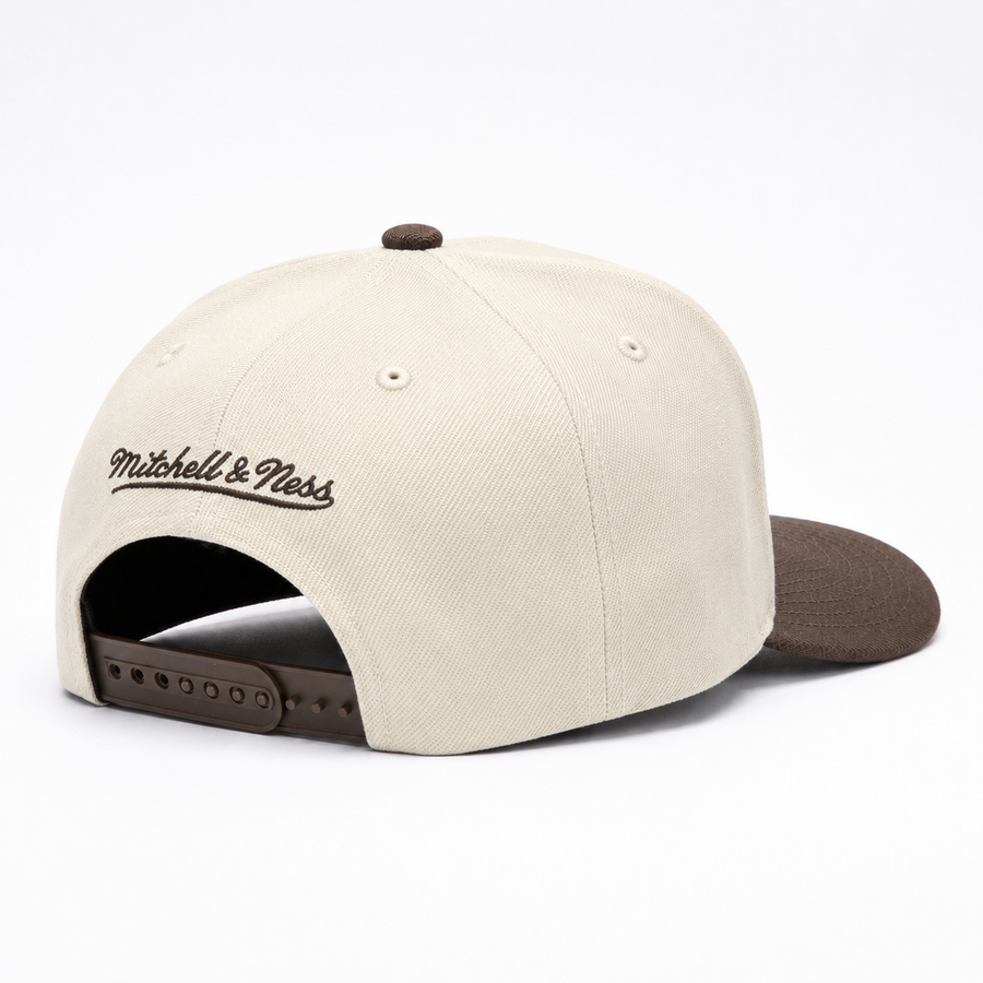 Los Angeles Dodgers Creme/Mocha A-Frame Mitchell & Ness Adjustable Pro Pinch Snapback - Product Image
