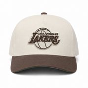 Los Angeles Lakers Creme/Brown A-Frame Mitchell & Ness Adjustable Pro Pinch Snapback - Product Image