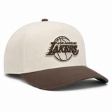 Los Angeles Lakers Creme/Brown A-Frame Mitchell & Ness Adjustable Pro Pinch Snapback