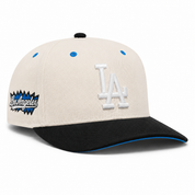 Los Angeles Dodgers Creme/Black A-Frame Mitchell & Ness Snapback | Blue Under Brim - Product Image