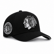 Chicago Blackhawks '75th Anniversary' Black Mitchell & Ness Pro Crown Adjustable Snapback - Product Image