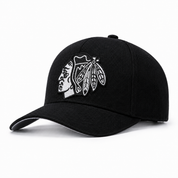 Chicago Blackhawks '75th Anniversary' Black Mitchell & Ness Pro Crown Adjustable Snapback - Product Image
