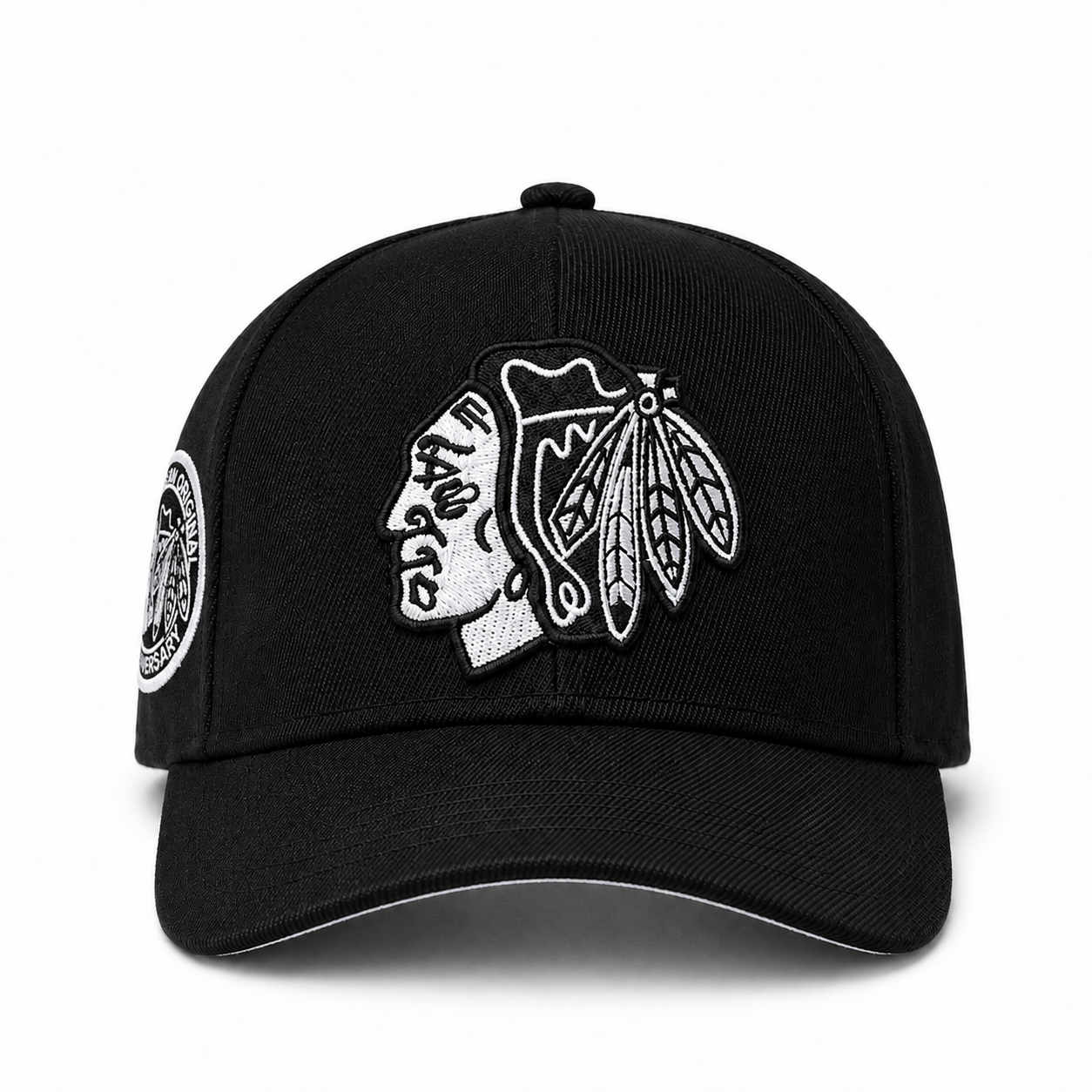 Chicago Blackhawks '75th Anniversary' Black Mitchell & Ness Pro Crown Adjustable Snapback - Product Image