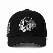 Chicago Blackhawks '75th Anniversary' Black Mitchell & Ness Pro Crown Adjustable Snapback - Product Image