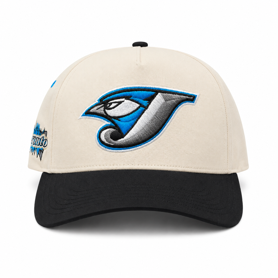 Toronto Blue Jays Creme/Black A-Frame Mitchell & Ness Pro Pinch Adjustable Snapback - Product Image