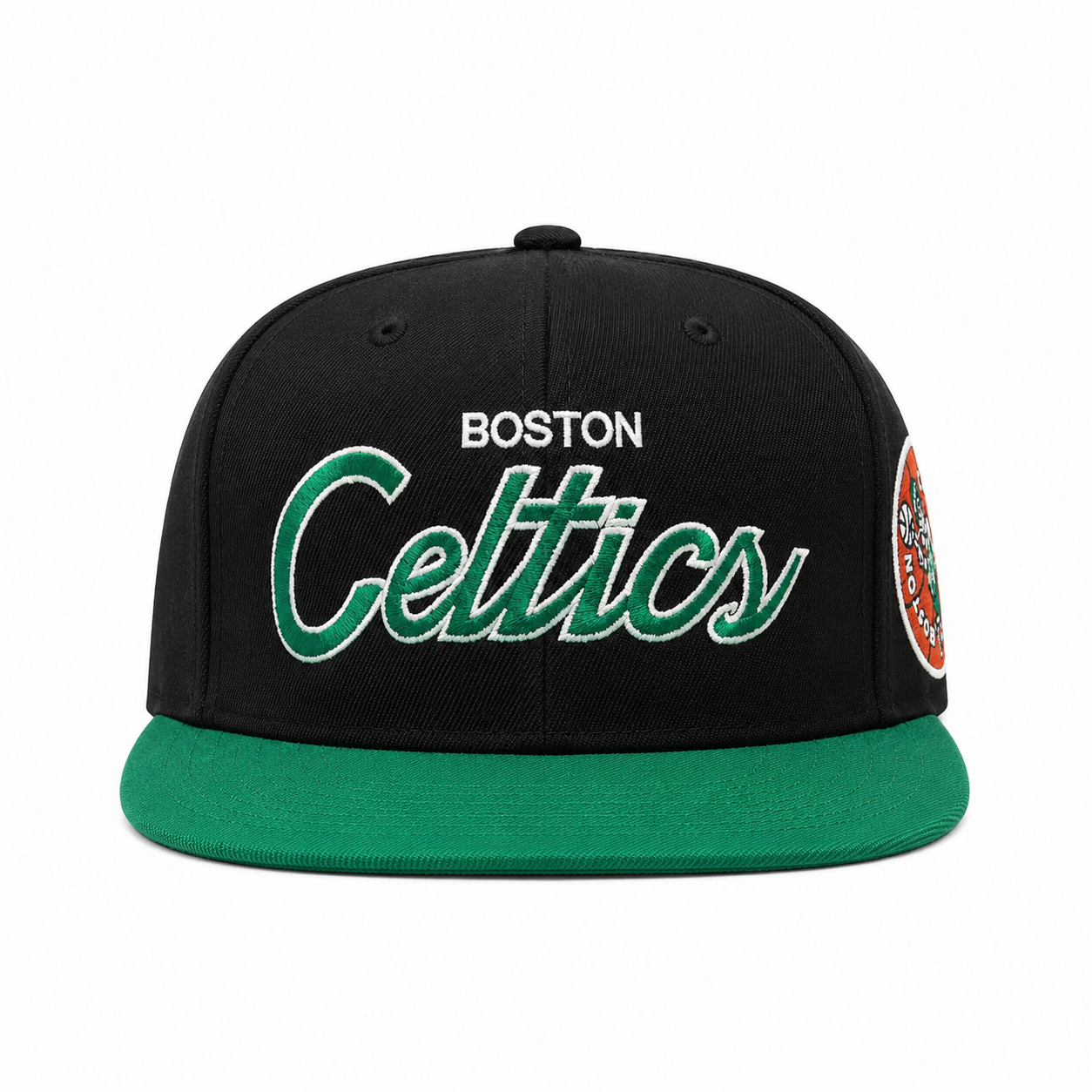 Boston Celtics 'Script Logo' Black/Green Mitchell & Ness Snapback - Product Image