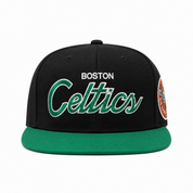 Boston Celtics 'Script Logo' Black/Green Mitchell & Ness Snapback - Product Image
