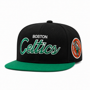 Boston Celtics 'Script Logo' Black/Green Mitchell & Ness Snapback - Product Image