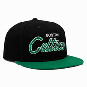 Boston Celtics 'Script Logo' Black/Green Mitchell & Ness Snapback - Product Image