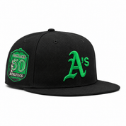 Oakland Athletics '50th Anniversary' Black/Green Mitchell & Ness Snapback - Product Image