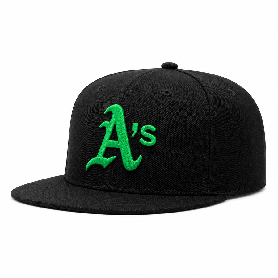 Oakland Athletics '50th Anniversary' Black/Green Mitchell & Ness Snapback - Product Image