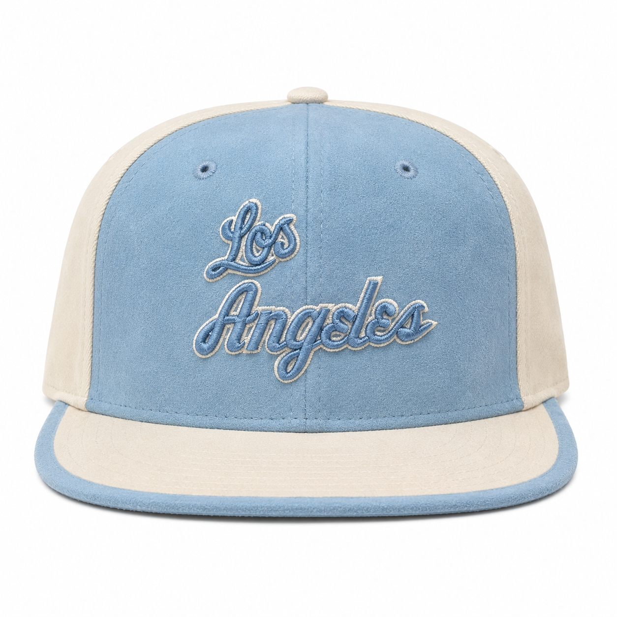 Los Angeles Lakers 'Script Suede' White/Baby Blue Fitted Hat - Product Image