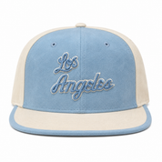 Los Angeles Lakers 'Script Suede' White/Baby Blue Fitted Hat - Product Image
