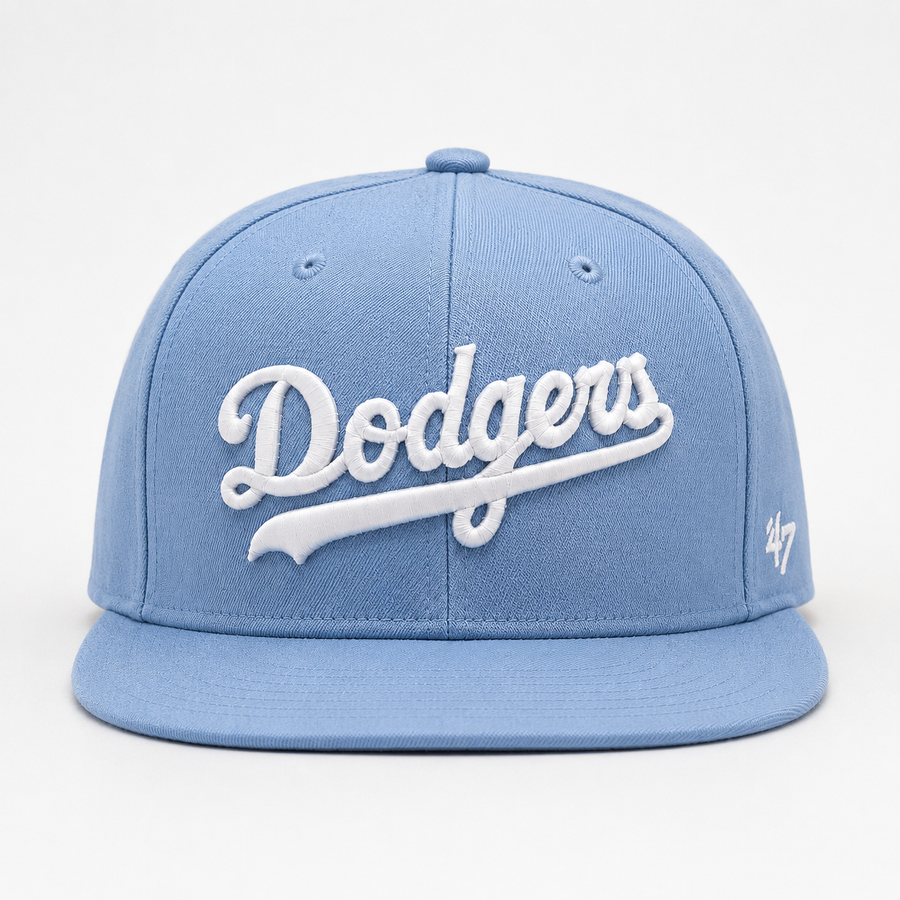 Los Angeles Dodgers Script '47 Brand Captain Adjustable Snapback - Baby Blue - Product Image