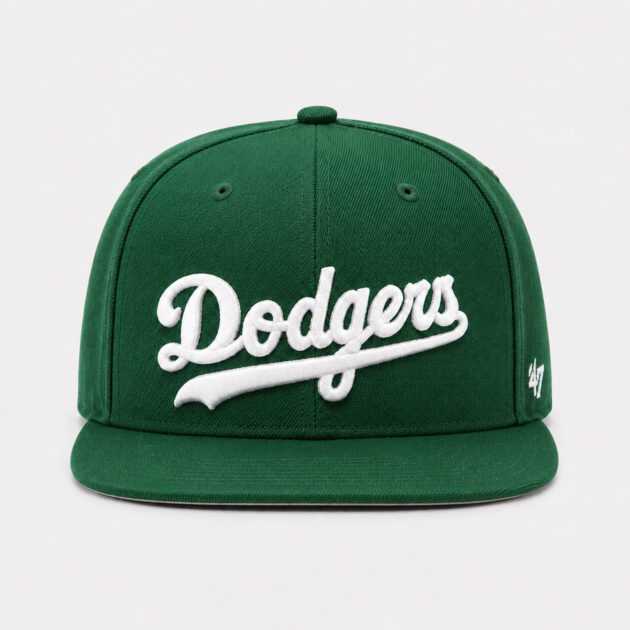 Los Angeles Dodgers Script '47 Brand Captain Adjustable Snapback - Green - Product Image