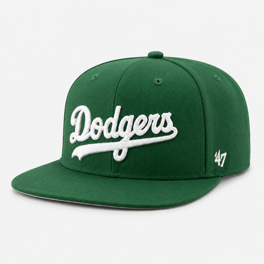Los Angeles Dodgers Script '47 Brand Captain Adjustable Snapback - Green - Product Image