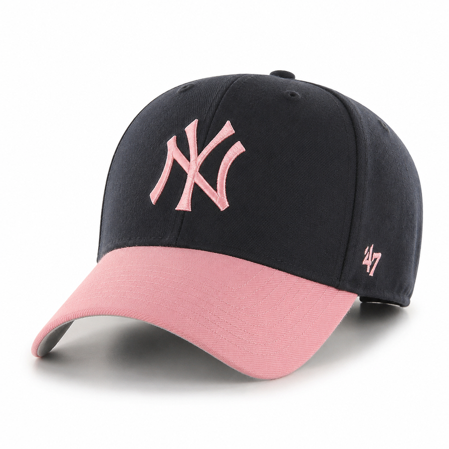 New York Yankees '47 Brand MVP Adjustable Baseball Cap - Black/Pink - Product Image