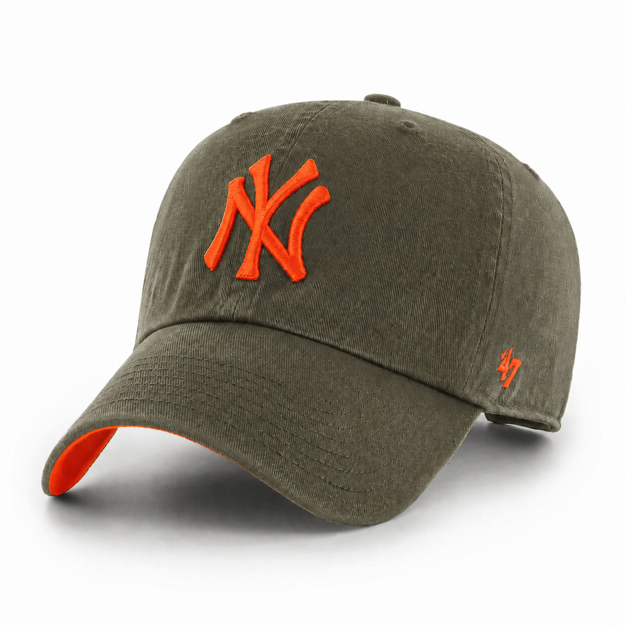 New York Yankees '47 Brand Clean Up Adjustable Dad Cap - Olive/Orange - Product Image
