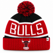 Chicago Bulls Ribbed '47 Brand Pom Cuff Knit Beanie - Black/Red - Product Image