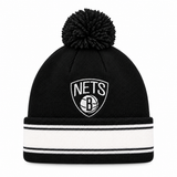 Brooklyn Nets Mitchell & Ness Pom Cuff Knit Beanie - Black/White