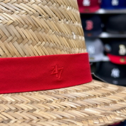 Los Angeles Angels '47 Brand Natural Shaded Straw Hat - Khaki/Red - Product Image