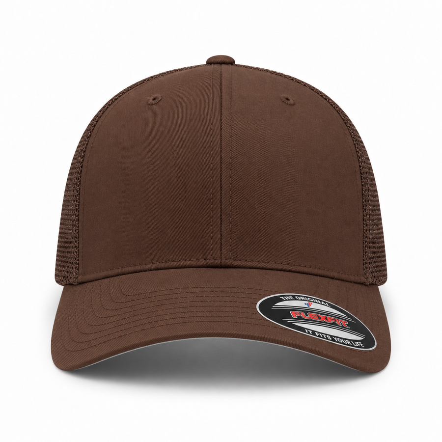 Flexfit Premium Blank Stretch Fit Trucker Baseball Cap - Brown