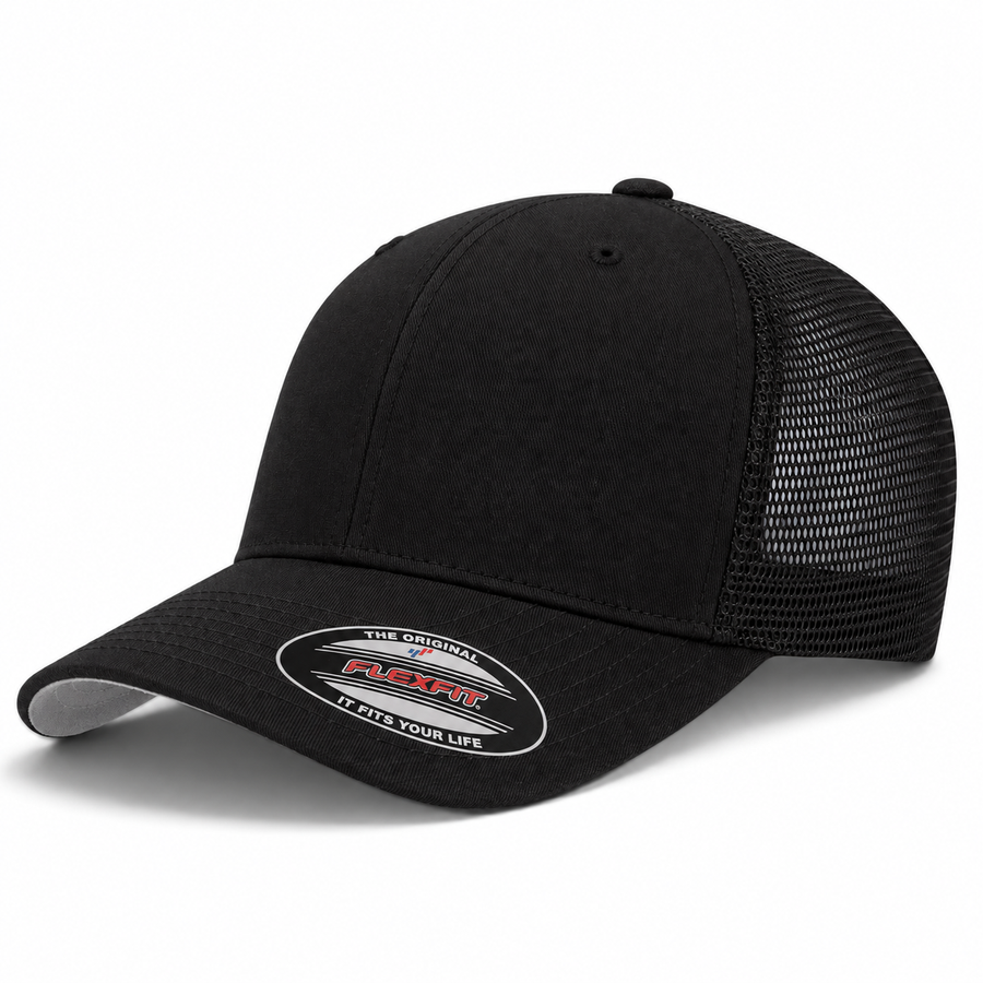 Flexfit Premium Blank Stretch Fit Trucker Baseball Cap - Obsidian