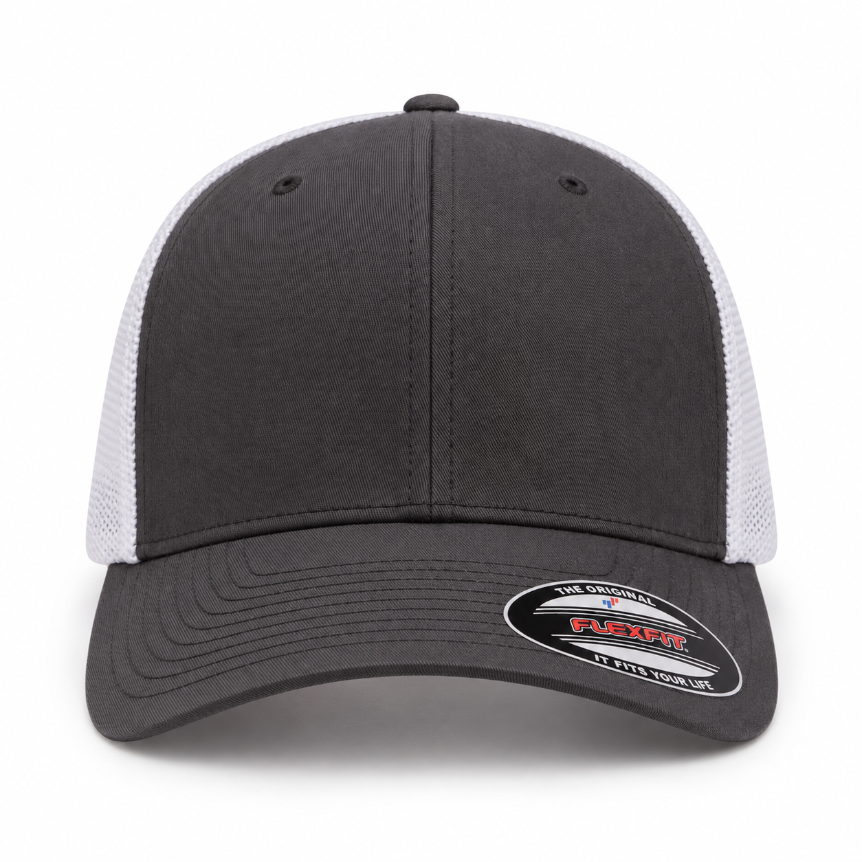 Flexfit Premium Blank Stretch Fit Trucker Baseball Cap - Charcoal/White