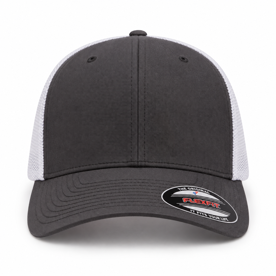 Flexfit Premium Blank Stretch Fit Trucker Baseball Cap - Charcoal/White