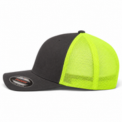 Flexfit Premium Blank Stretch Fit Trucker Baseball Cap - Charcoal/Neon