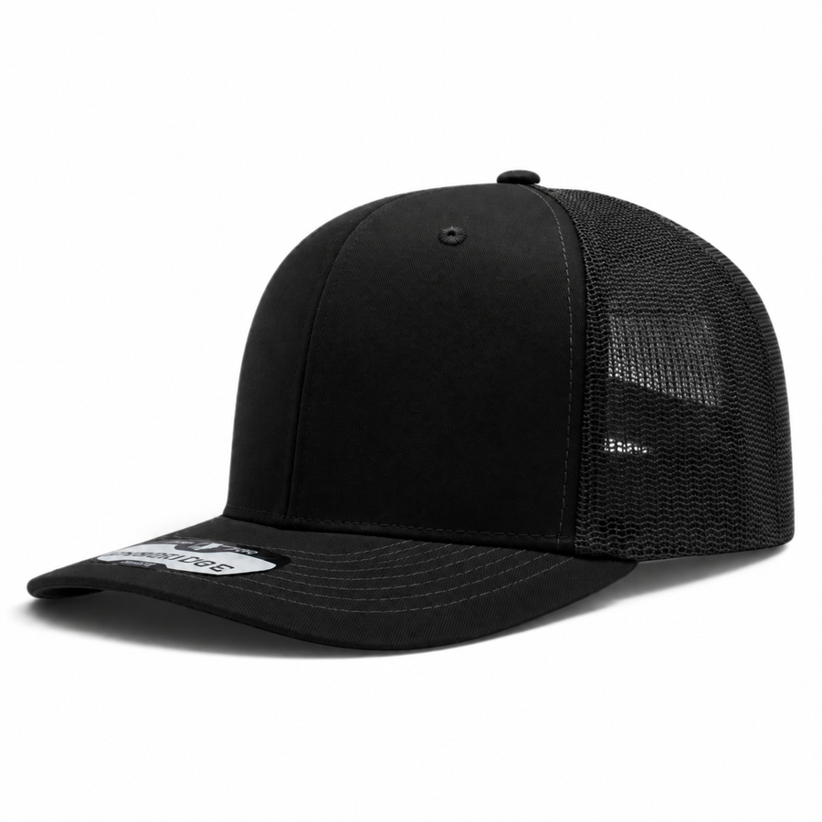 Pit Bull Cambridge PB222 Blank 6-Panel Mesh Trucker Adjustable Snapback Hat - Black/Black - Product Image