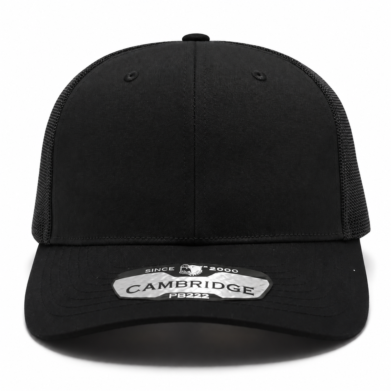 Pit Bull Cambridge PB222 Blank 6-Panel Mesh Trucker Adjustable Snapback Hat - Black/Black - Product Image