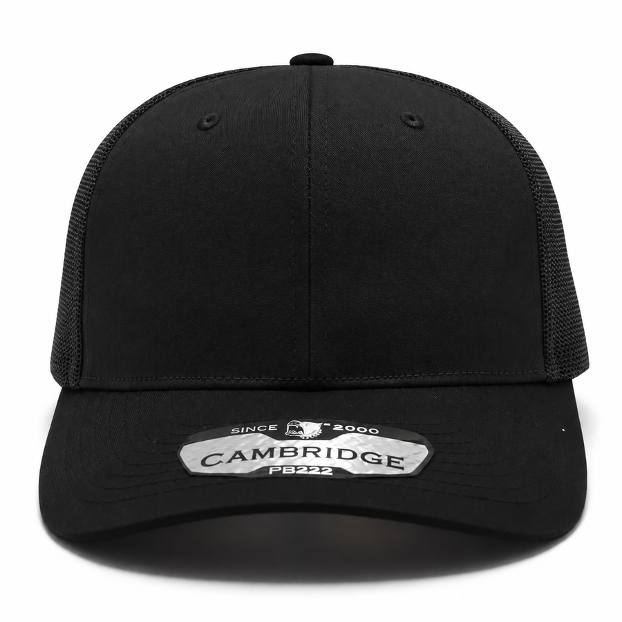 Pit Bull Cambridge PB222 Blank 6-Panel Mesh Trucker Adjustable Snapback Hat - Black/Black - Product Image