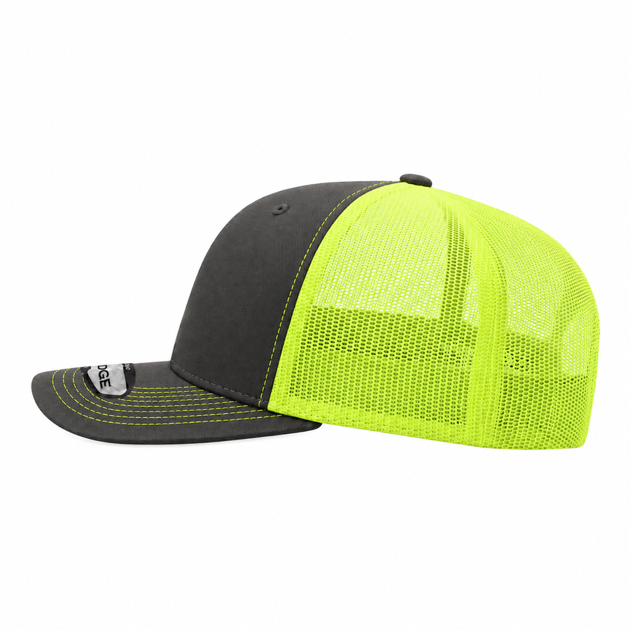 Pit Bull Cambridge PB222 Blank 6-Panel Mesh Trucker Adjustable Snapback Hat - Charcoal/Highlighter - Product Image