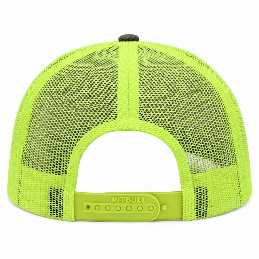 Pit Bull Cambridge PB222 Blank 6-Panel Mesh Trucker Adjustable Snapback Hat - Charcoal/Highlighter - Product Image
