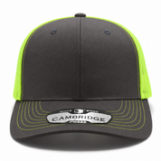 Pit Bull Cambridge PB222 Blank 6-Panel Mesh Trucker Adjustable Snapback Hat - Charcoal/Highlighter - Product Image