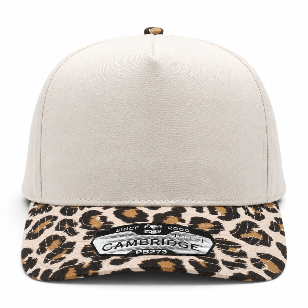 Pit Bull Cambridge PB273 Blank 5-Panel High Frame Adjustable Snapback Hat - Natural/Cheetah - Product Image