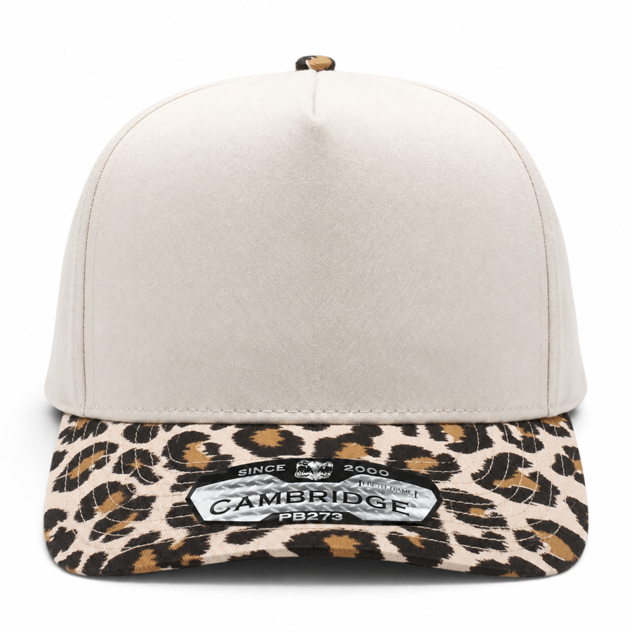 Pit Bull Cambridge PB273 Blank 5-Panel High Frame Adjustable Snapback Hat - Natural/Cheetah - Product Image