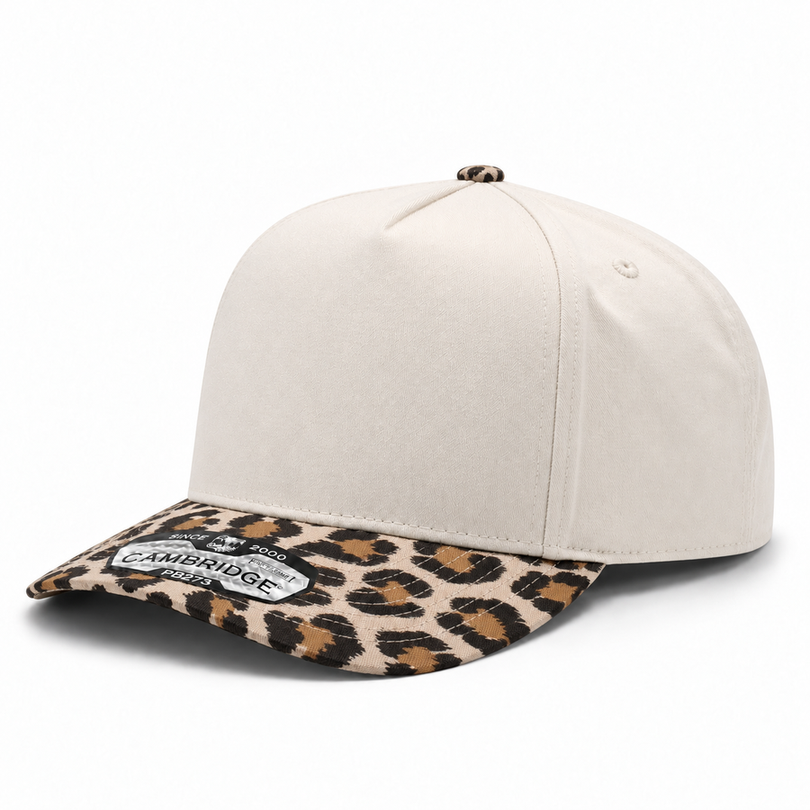 Pit Bull Cambridge PB273 Blank 5-Panel High Frame Adjustable Snapback Hat - Natural/Cheetah - Product Image